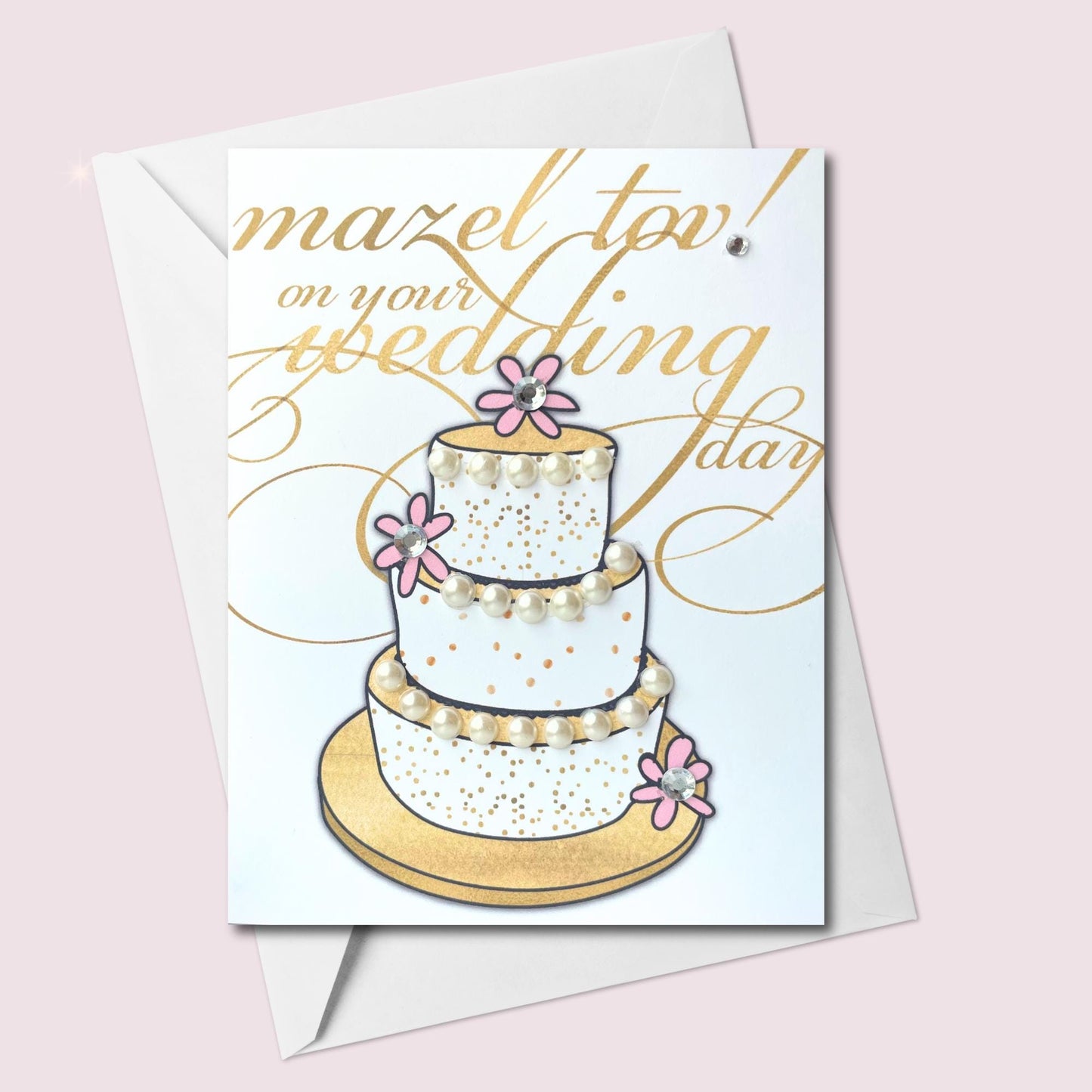 Handmade Mazel Tov on Your Wedding Day – Gold – Jewish Celebration Greeting Card