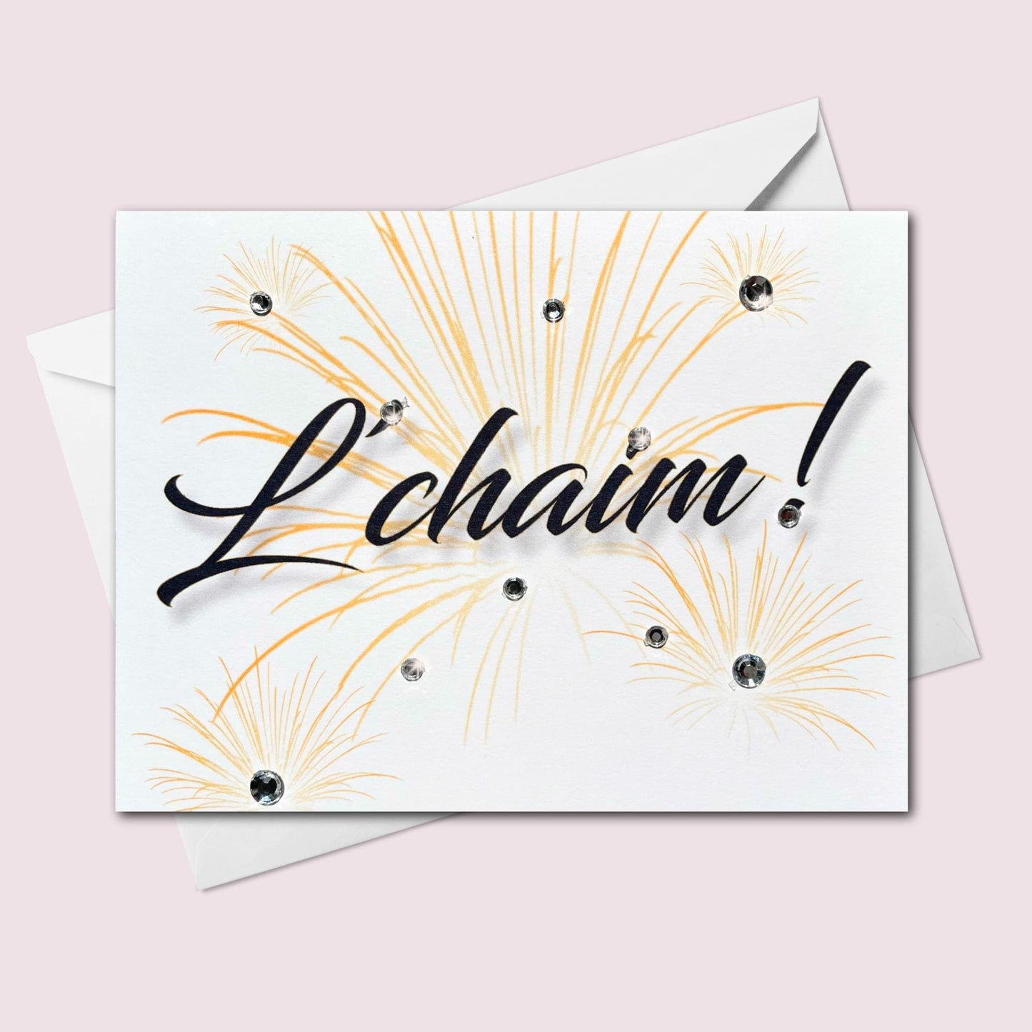Handmade L’Chaim Card: Jewish Celebration Sparkle Greeting