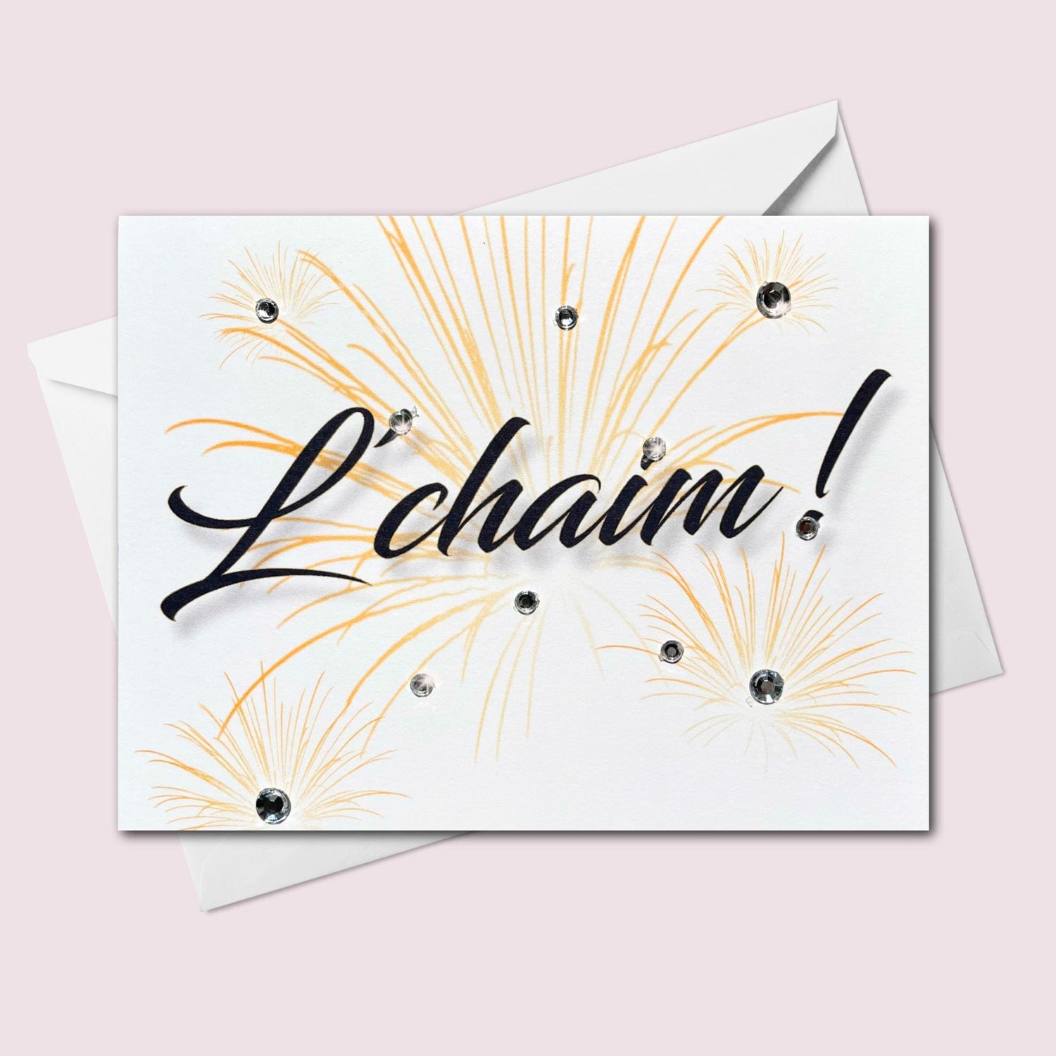 Handmade L’Chaim Card: Jewish Celebration Sparkle Greeting
