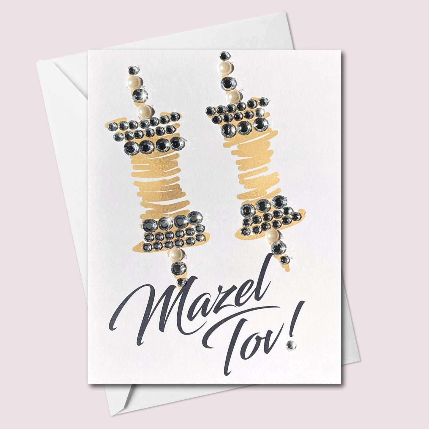 Handmade Embellished "Mazel Tov" Card: Bar/Bat Mitzvah, Milestone