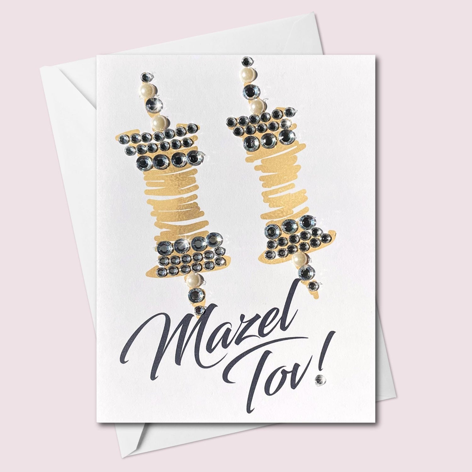 Handmade Embellished "Mazel Tov" Card: Bar/Bat Mitzvah, Milestone
