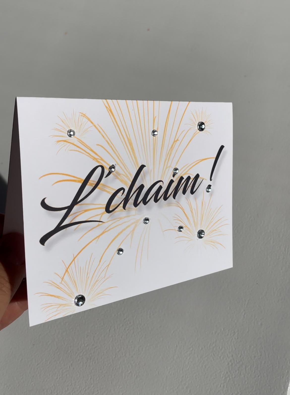 Handmade L’Chaim Card: Jewish Celebration Sparkle Greeting