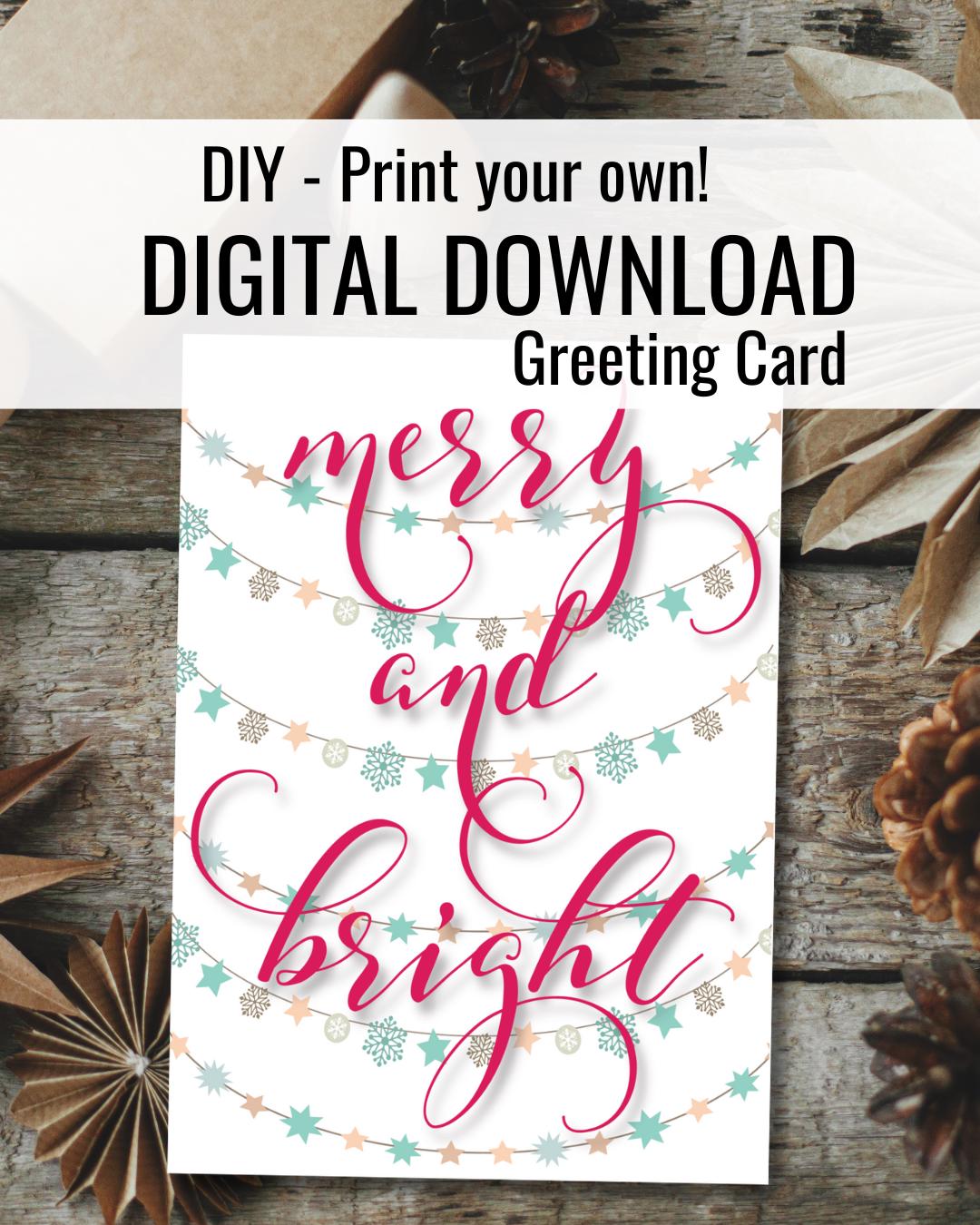 Merry & Bright Ornament String Card (PDF | Digital Download) 5"x7"