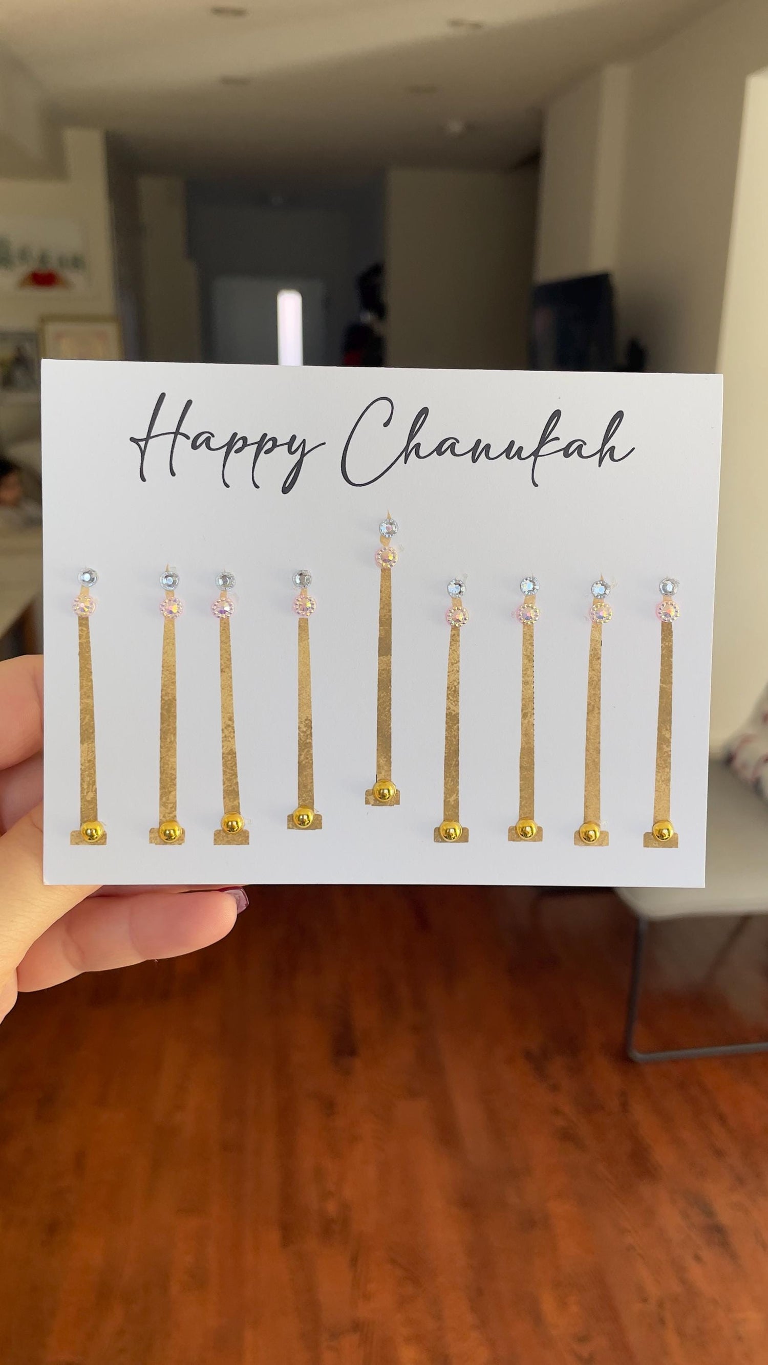 Handmade Hanukkah Card | Minimalist Menorah Design | Chanukah Greeting Card