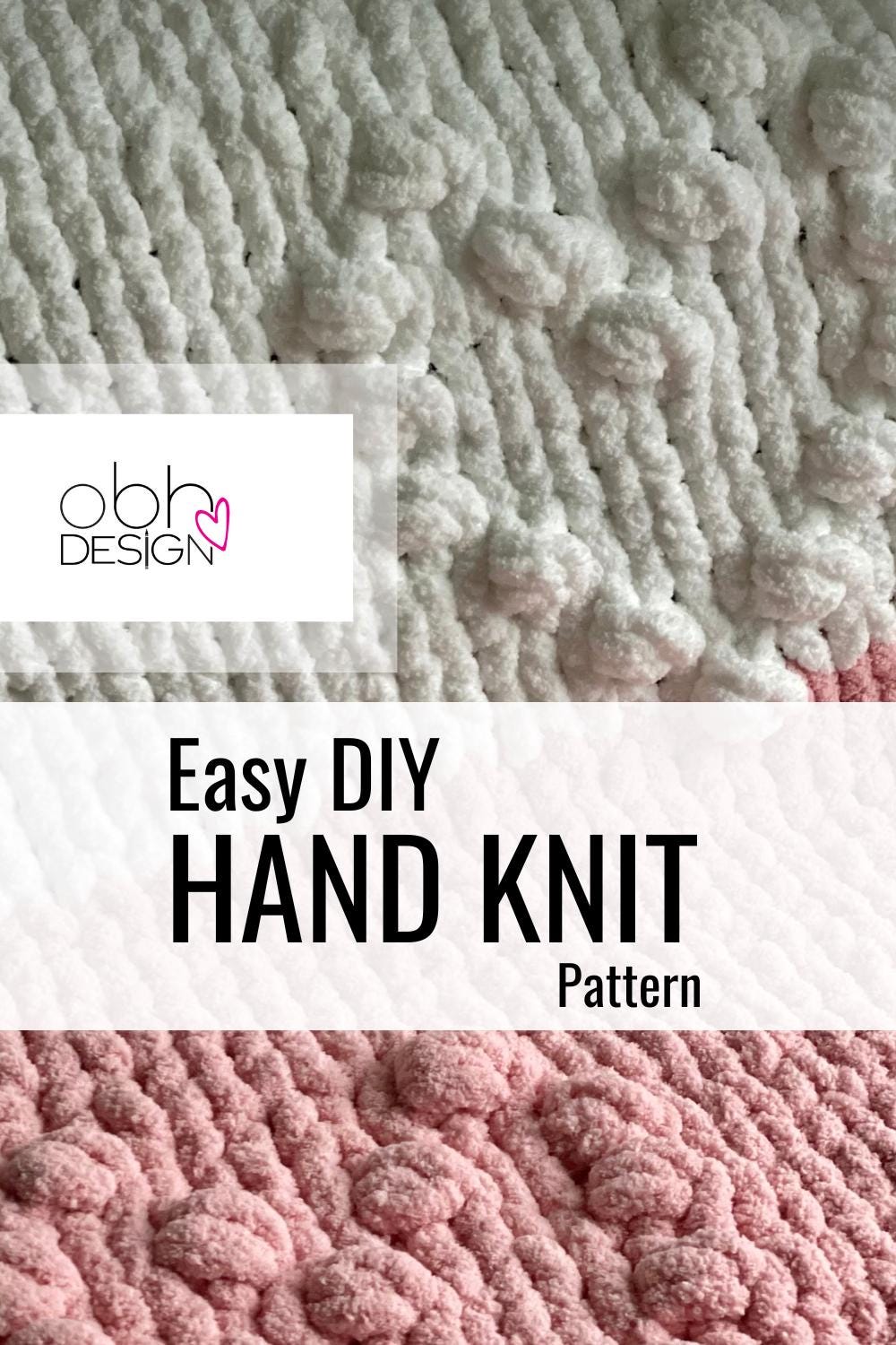 Chunky Chenille Bobble Heart Blanket Pattern – Finger Knit, Baby/Toddler Size (PDF Pattern)