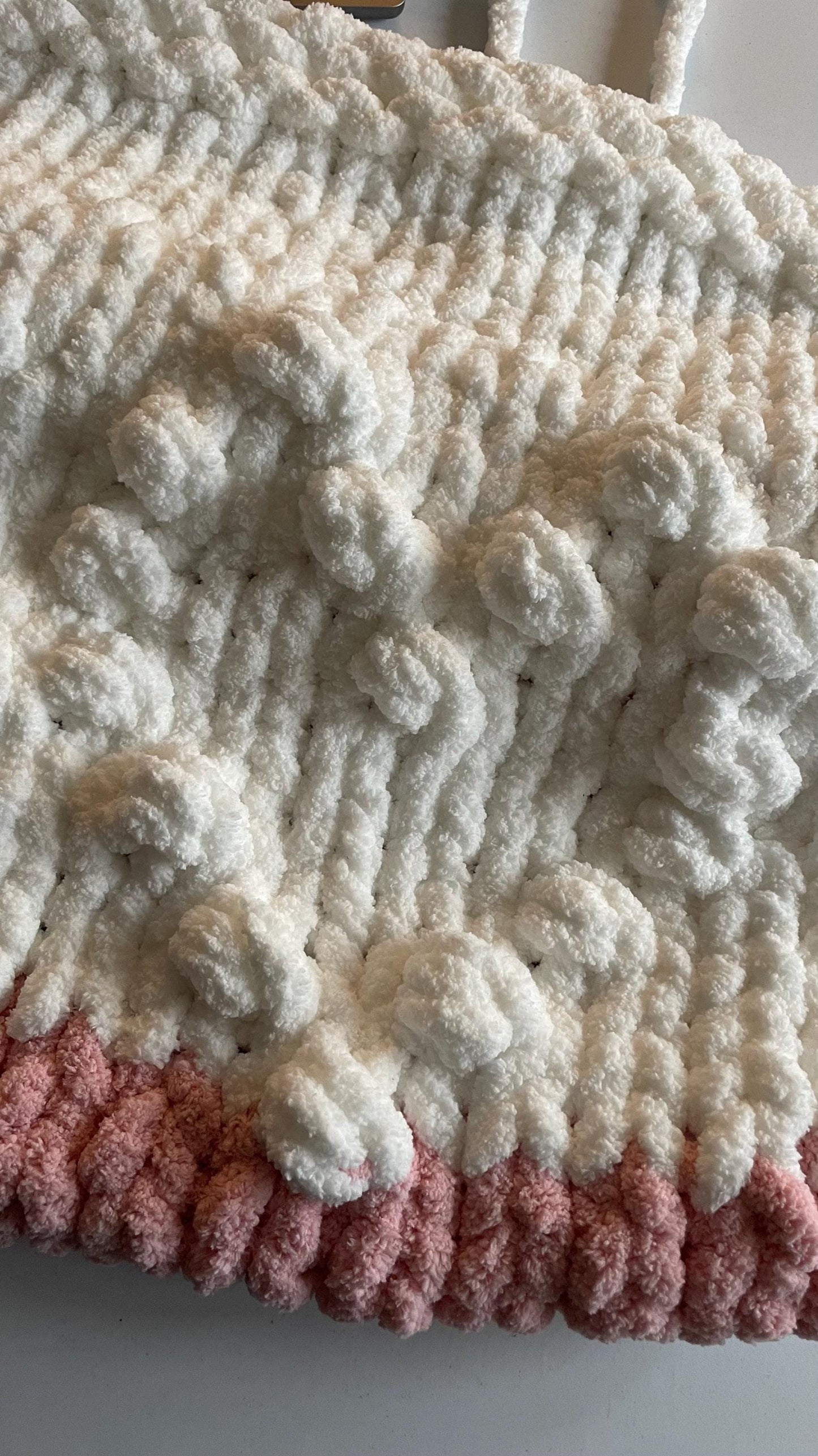 Chunky Chenille Bobble Heart Blanket Pattern – Finger Knit, Baby/Toddler Size (PDF Pattern)