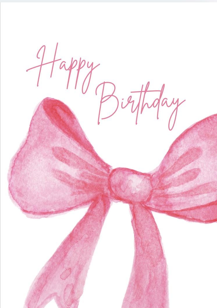 Happy Birthday Bow Birthday Card | Printable (Digital Download)