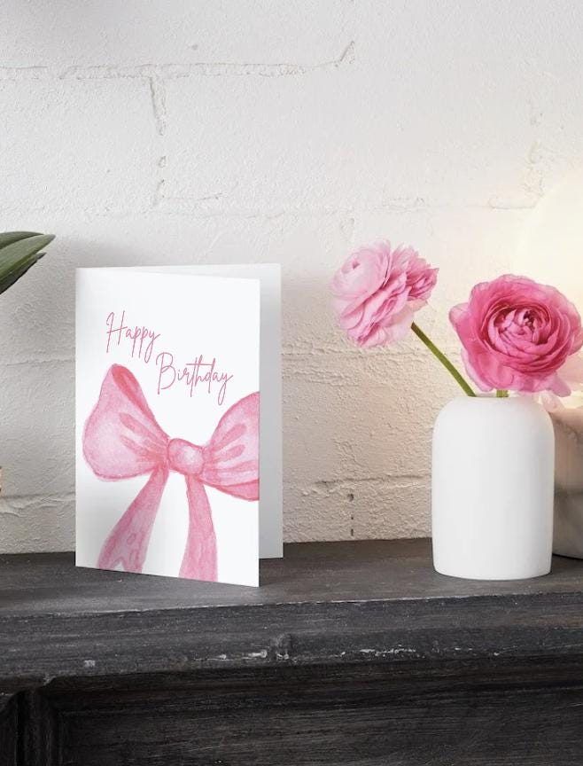 Happy Birthday Bow Birthday Card | Printable (Digital Download)
