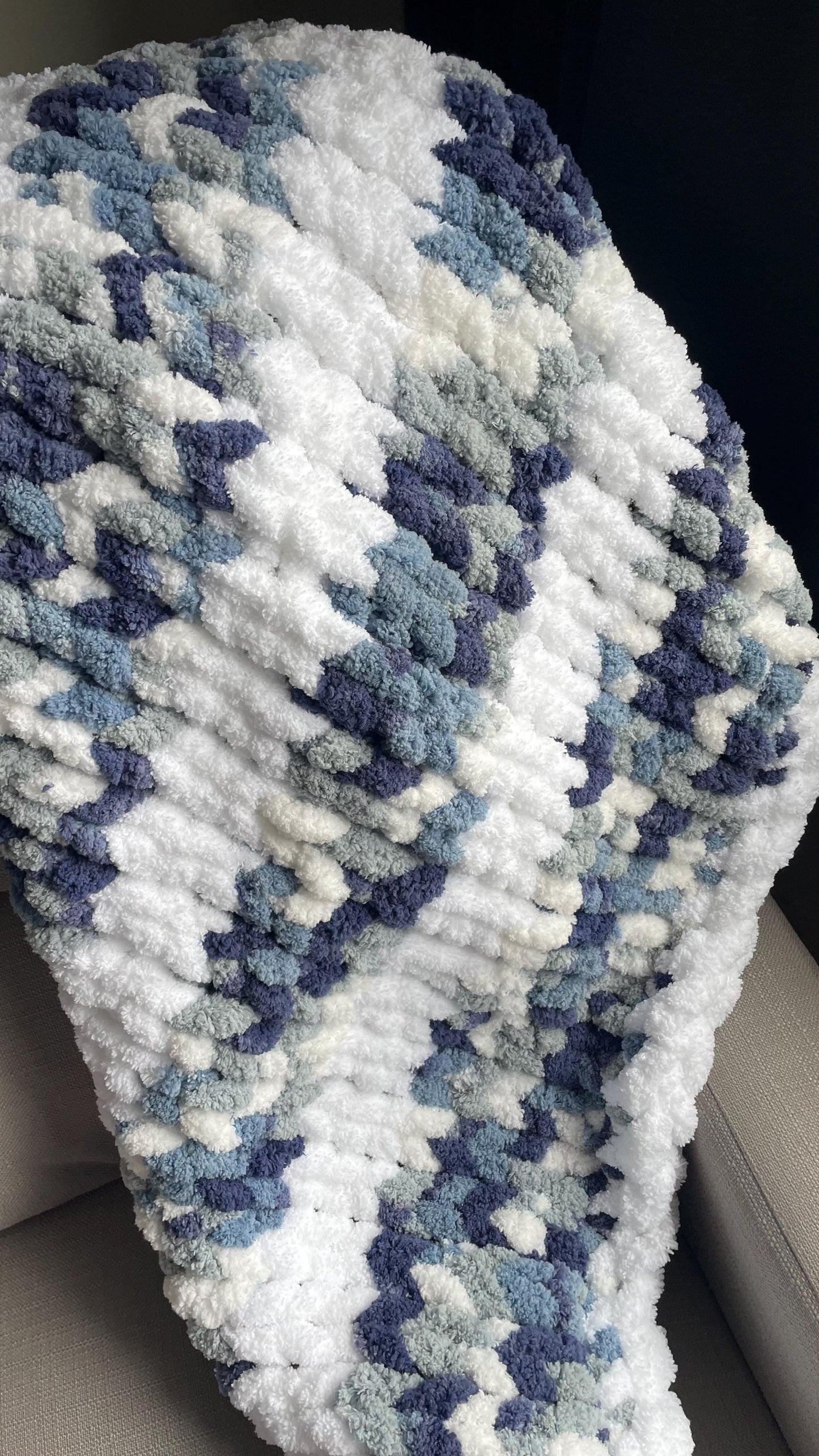 Chunky Chenille Baby Blanket Finger Knitting Pattern (PDF Pattern)