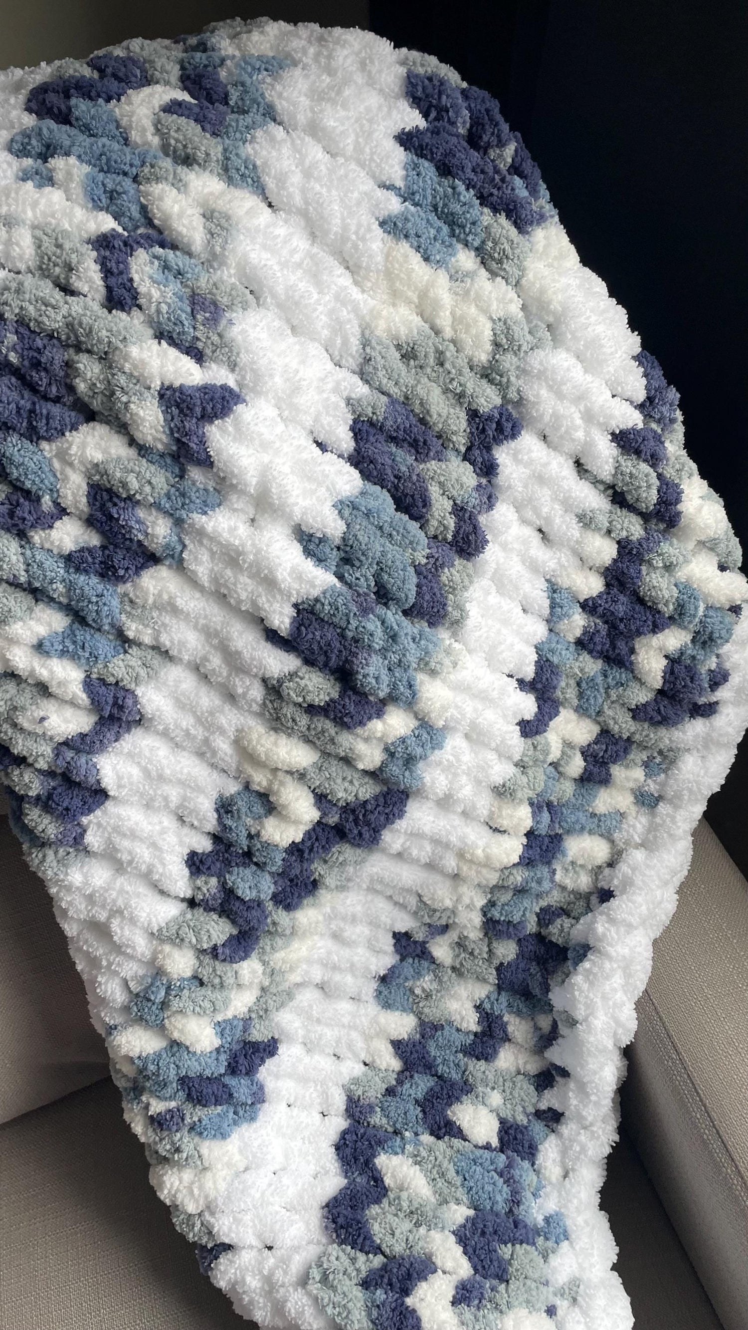 Chunky Chenille Baby Blanket Finger Knitting Pattern (PDF Pattern)