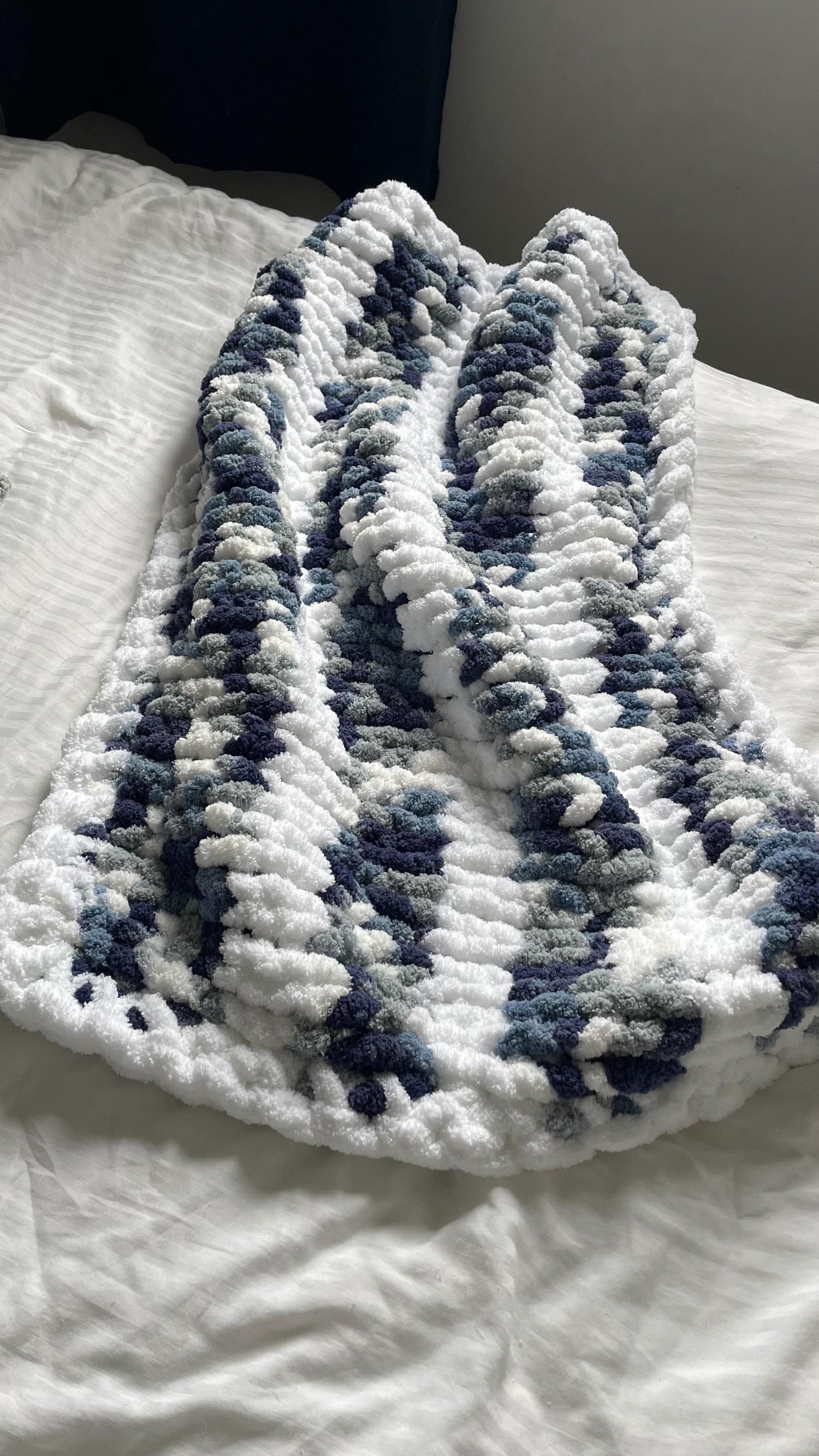 Chunky Chenille Baby Blanket Finger Knitting Pattern (PDF Pattern)