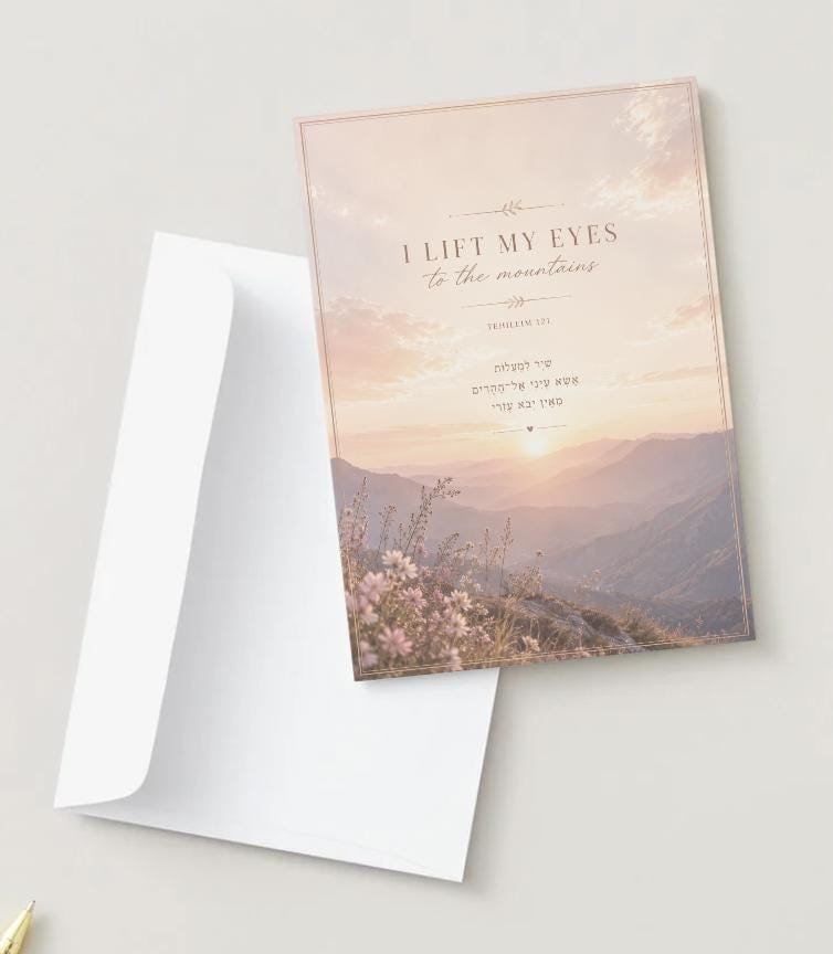 Psalm 121 Card | Tehillim Mountains Sunset Landscape (Digital PDF Download)