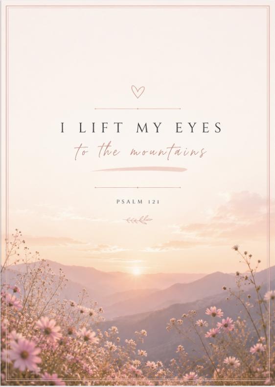 Psalm 121 Card | Mountains Sunset Landscape (Digital PDF Download)