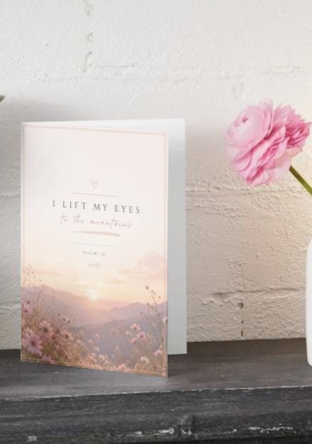 Psalm 121 Card | Mountains Sunset Landscape (Digital PDF Download)