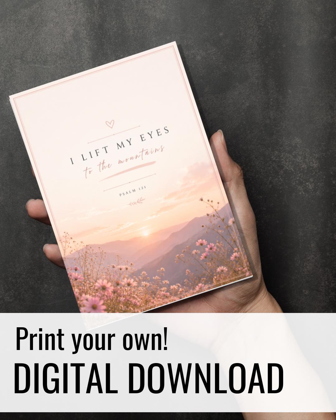 Psalm 121 Card | Mountains Sunset Landscape (Digital PDF Download)