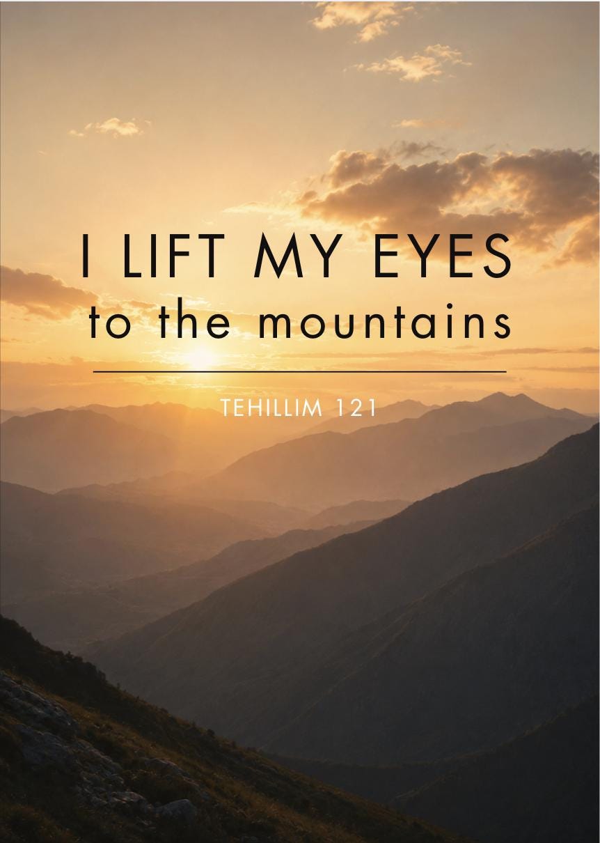 Psalm 121 Card | Tehillim Mountains Sunset Landscape (Digital PDF Download)