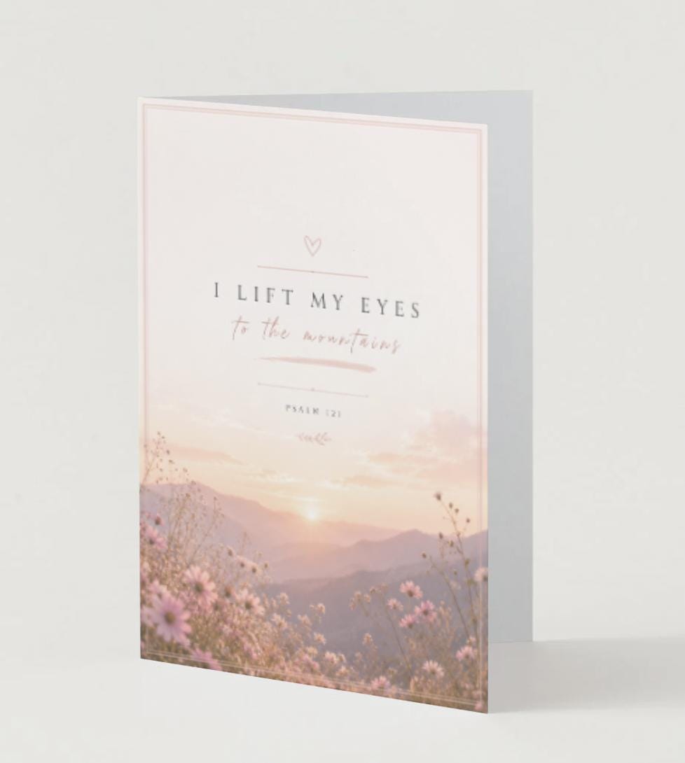 Psalm 121 Card | Mountains Sunset Landscape (Digital PDF Download)