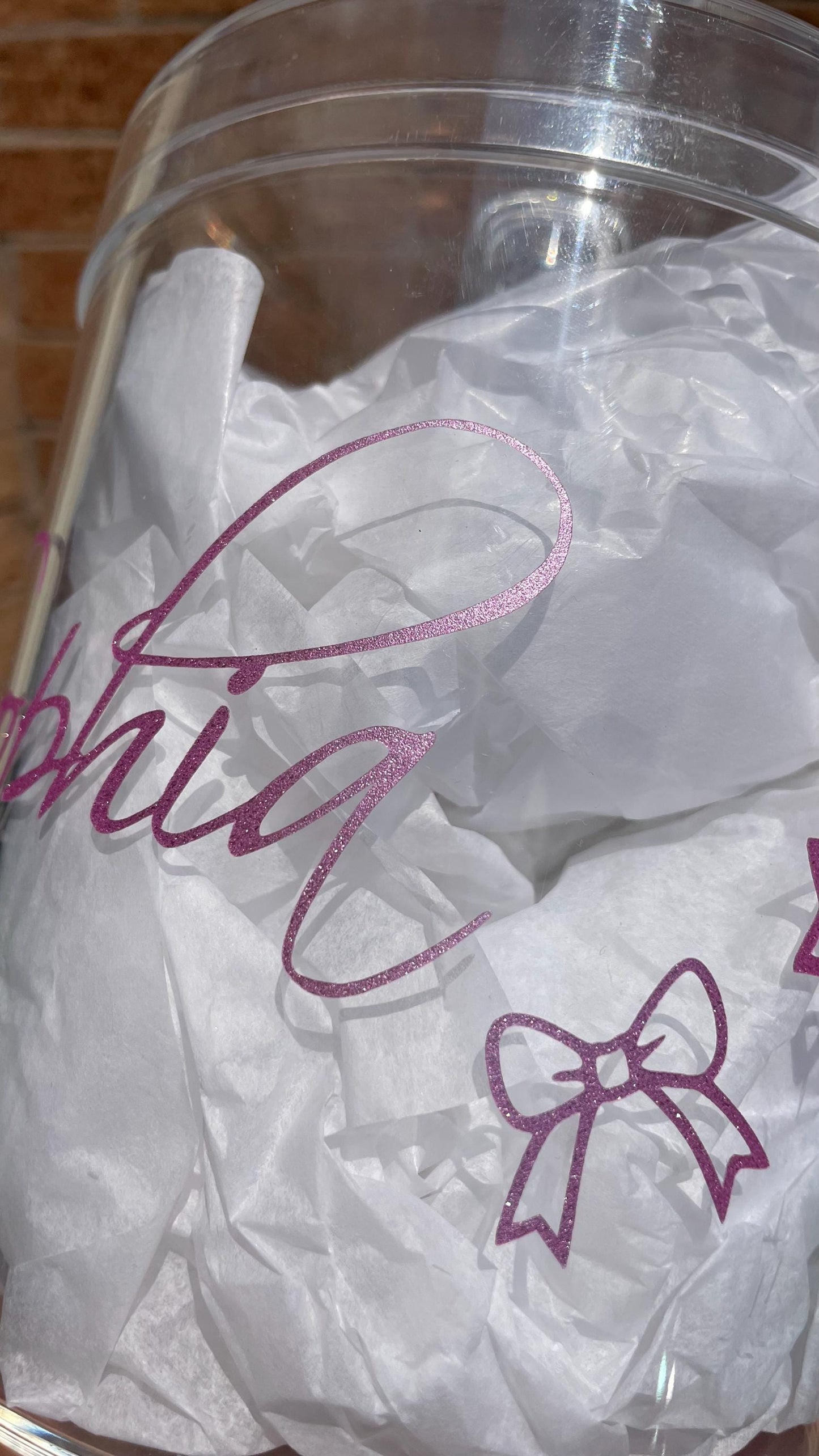 Personalized Acrylic Bow Box | Hebrew-English Name Organizer, Jewish Baby Gift, Keepsake