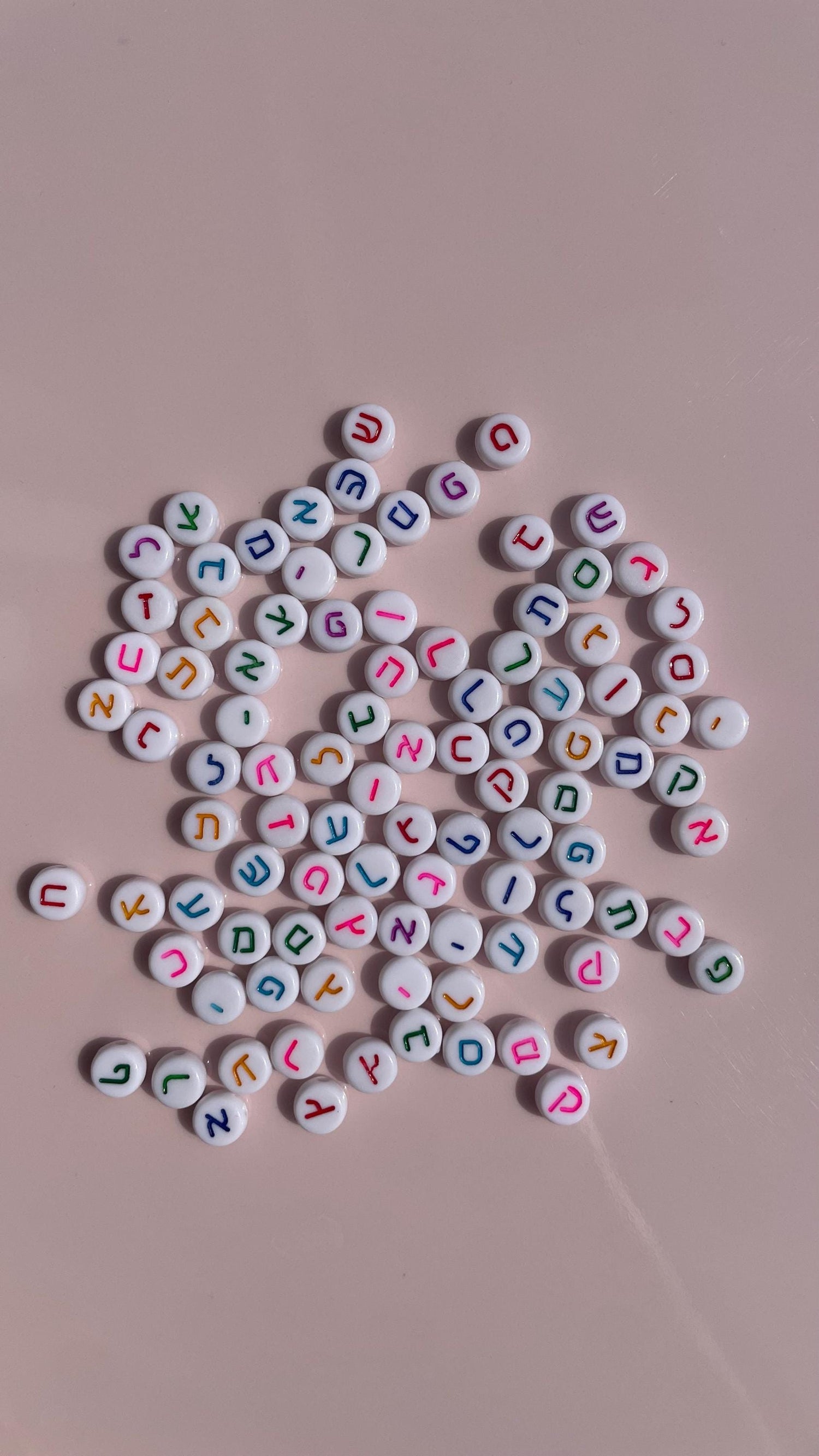 Colourful Hebrew Alphabet Letter Beads: 7mm DIY Jewelry Supplies