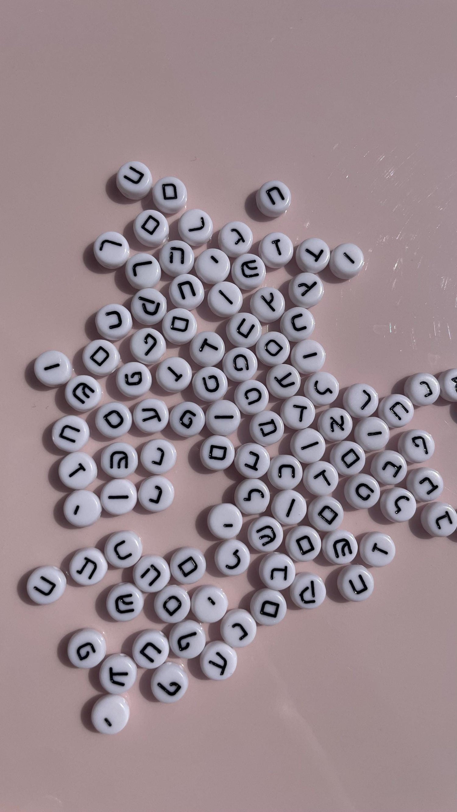 Colourful Hebrew Alphabet Letter Beads: 7mm DIY Jewelry Supplies