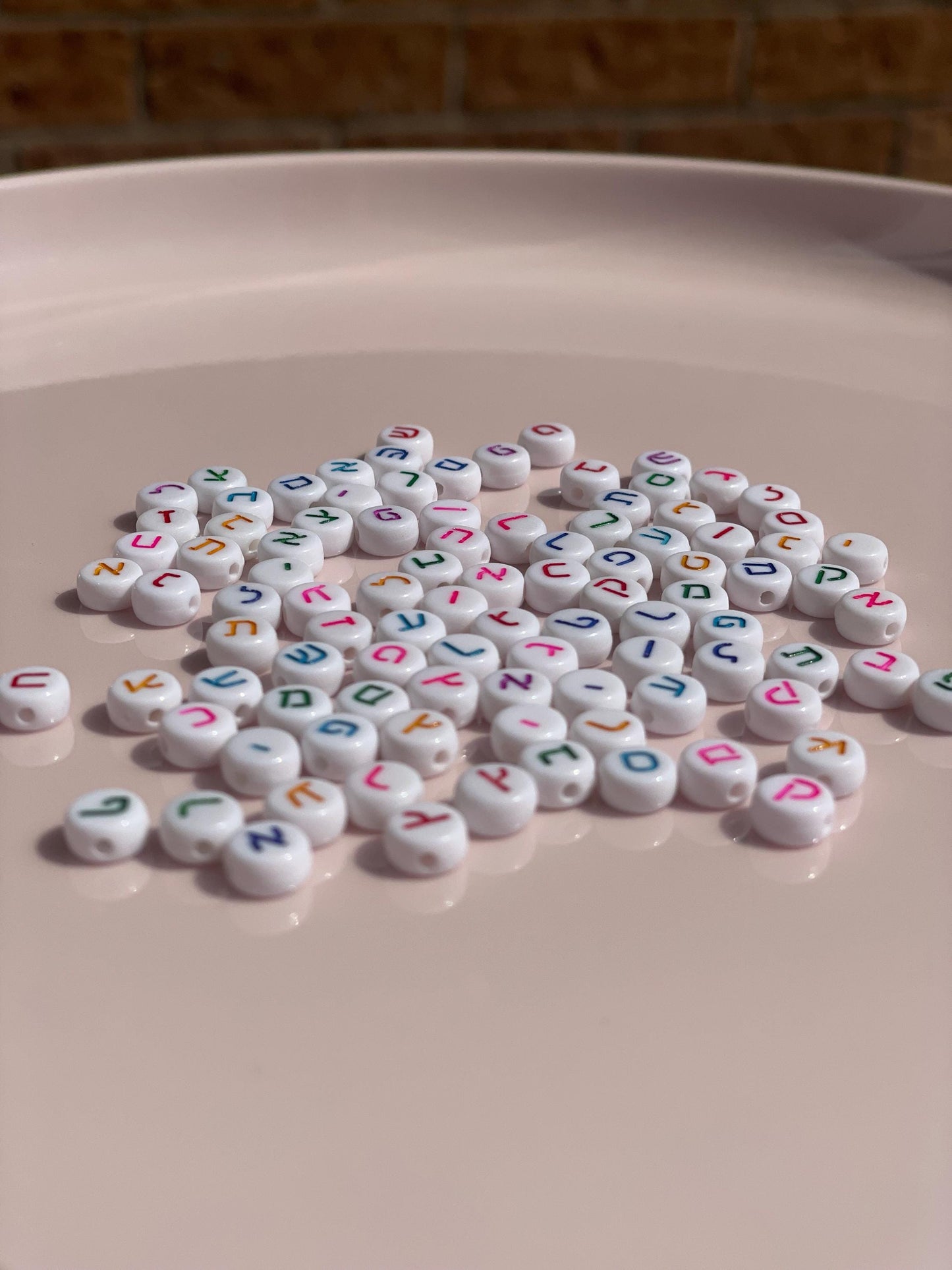 Colourful Hebrew Alphabet Letter Beads: 7mm DIY Jewelry Supplies