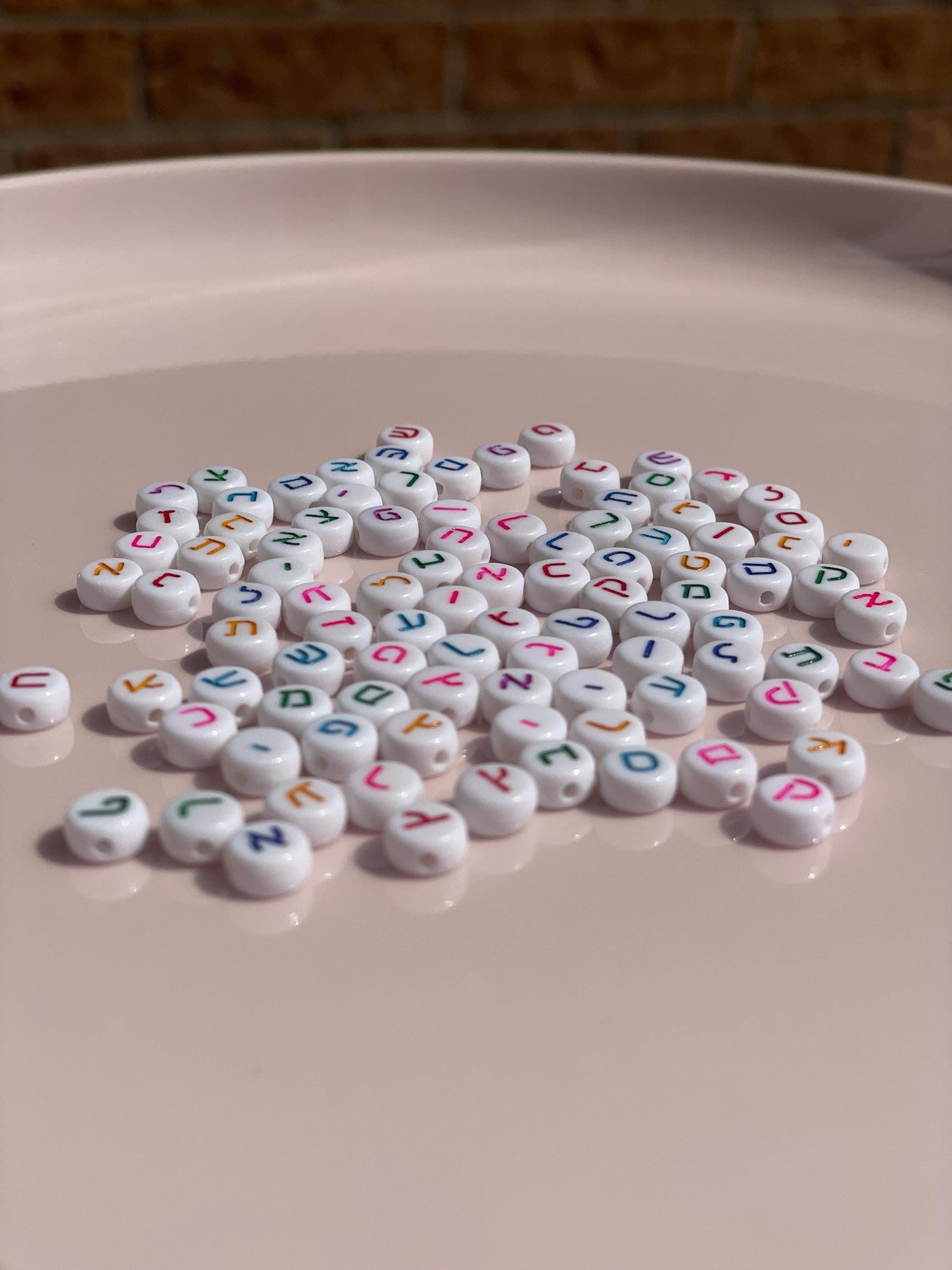 Colourful Hebrew Alphabet Letter Beads: 7mm DIY Jewelry Supplies