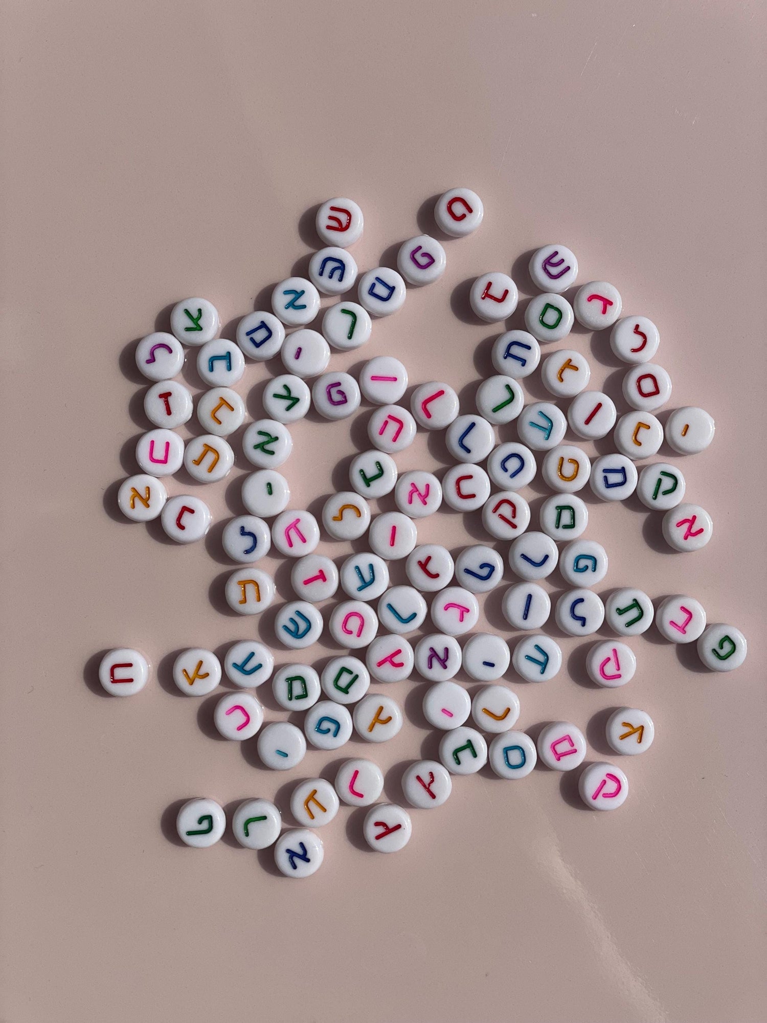 Colourful Hebrew Alphabet Letter Beads: 7mm DIY Jewelry Supplies