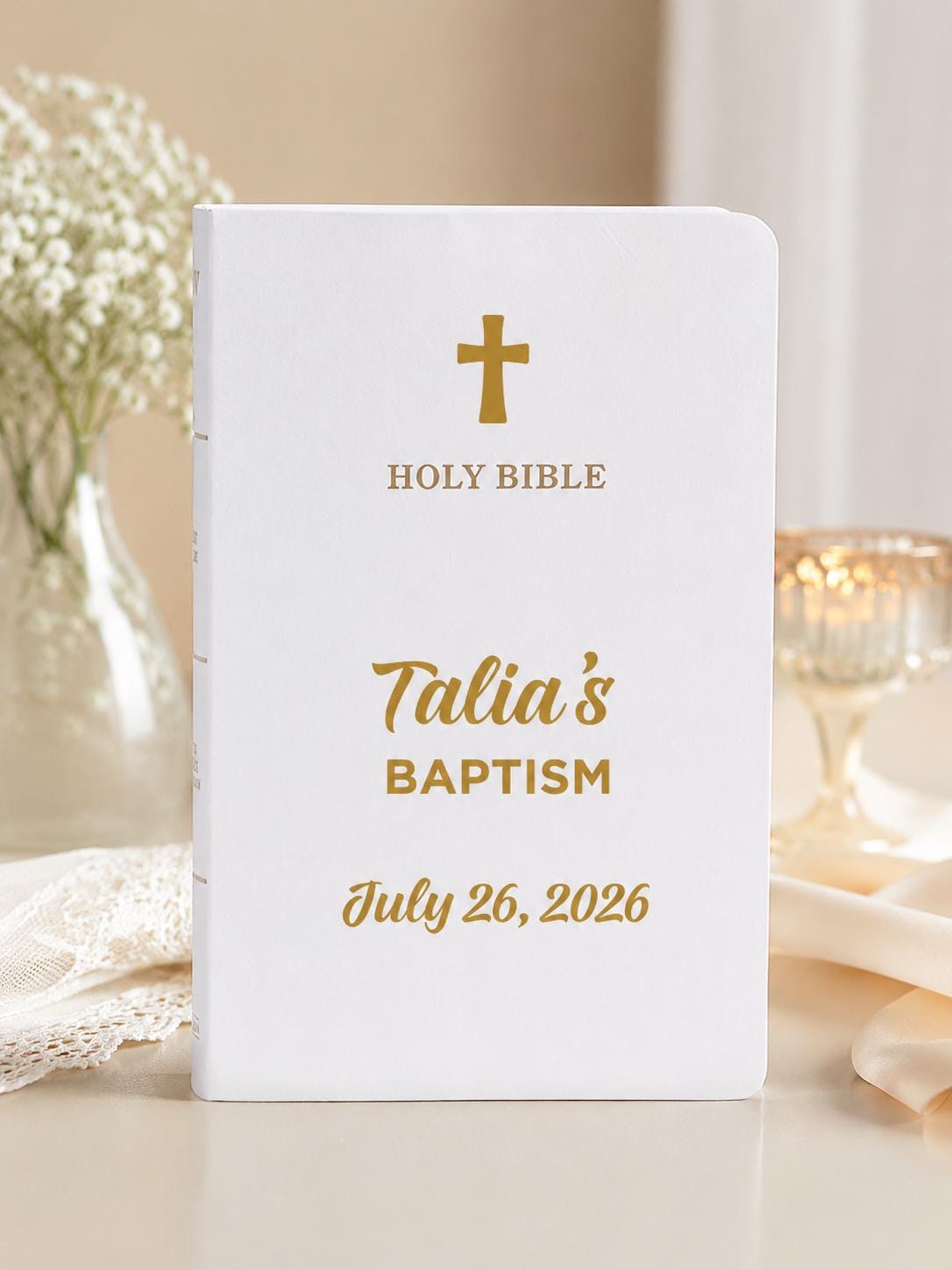 Personalized Bible Decal | Custom Vinyl Name Sticker for Baptism, Christening