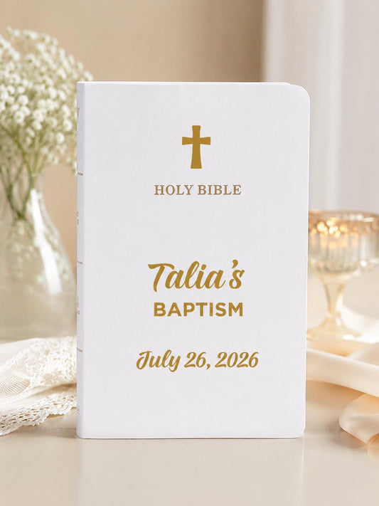 Personalized Bible Decal | Custom Vinyl Name Sticker for Baptism, Christening