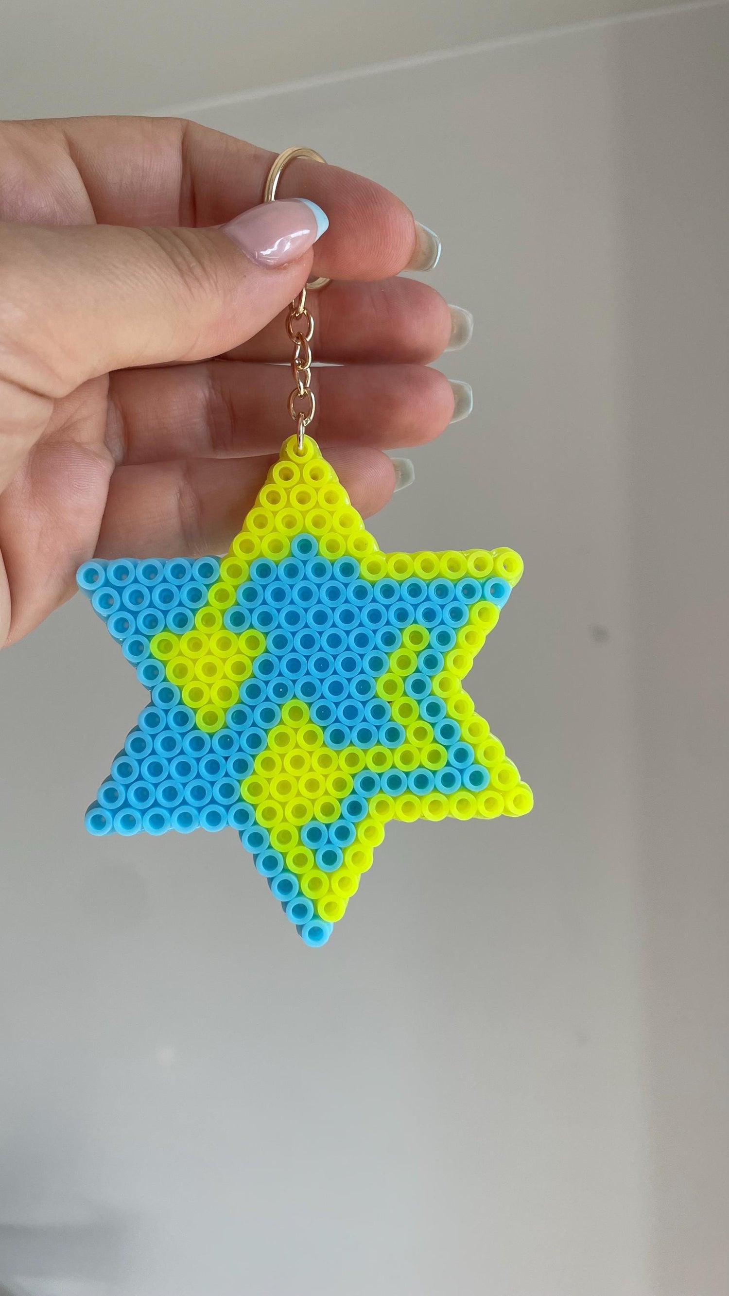 Large Perler Bead Magen David Charm | Star of David Keychain, Backpack Accessory