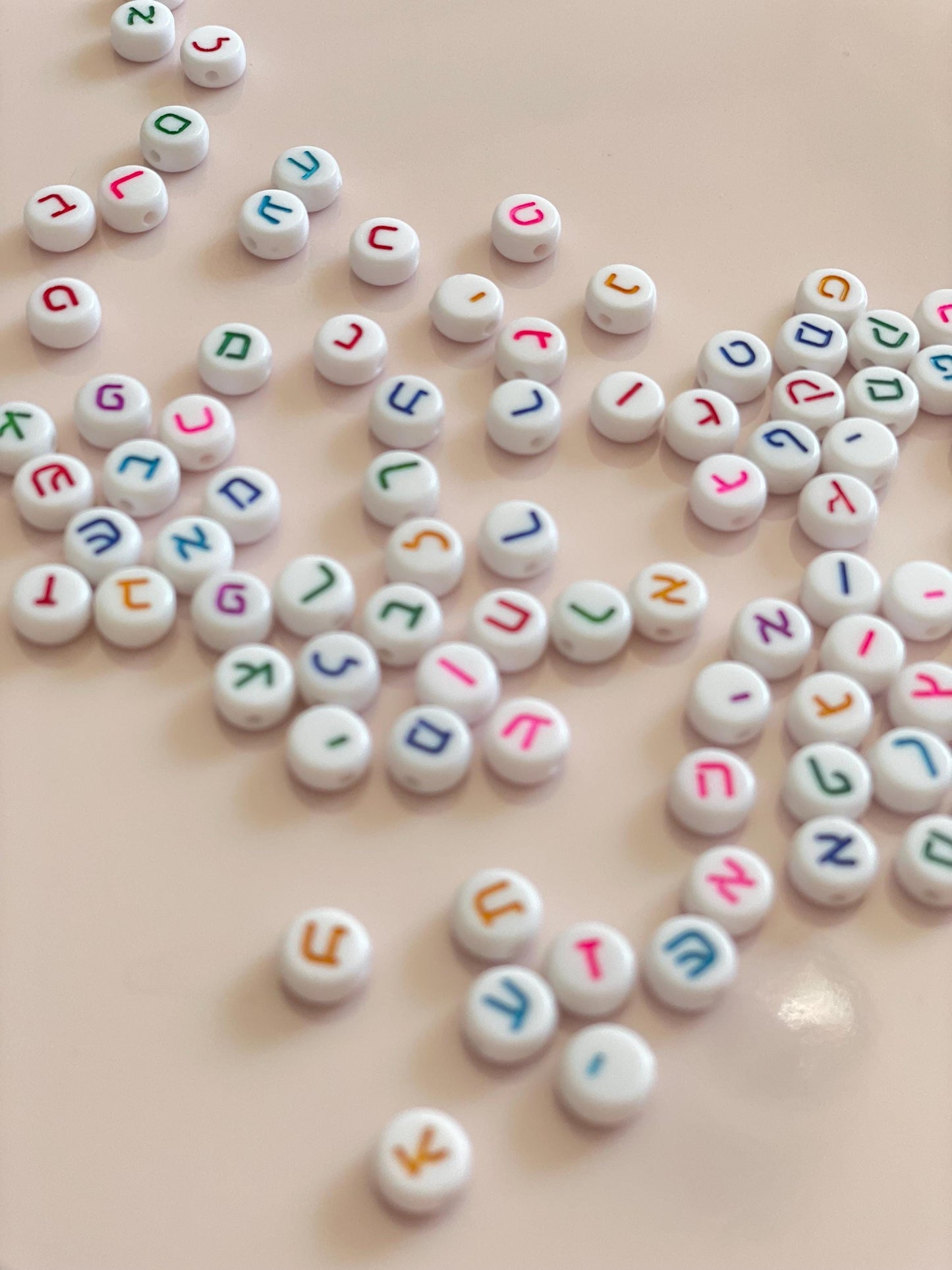 Colourful Hebrew Alphabet Letter Beads: 7mm DIY Jewelry Supplies