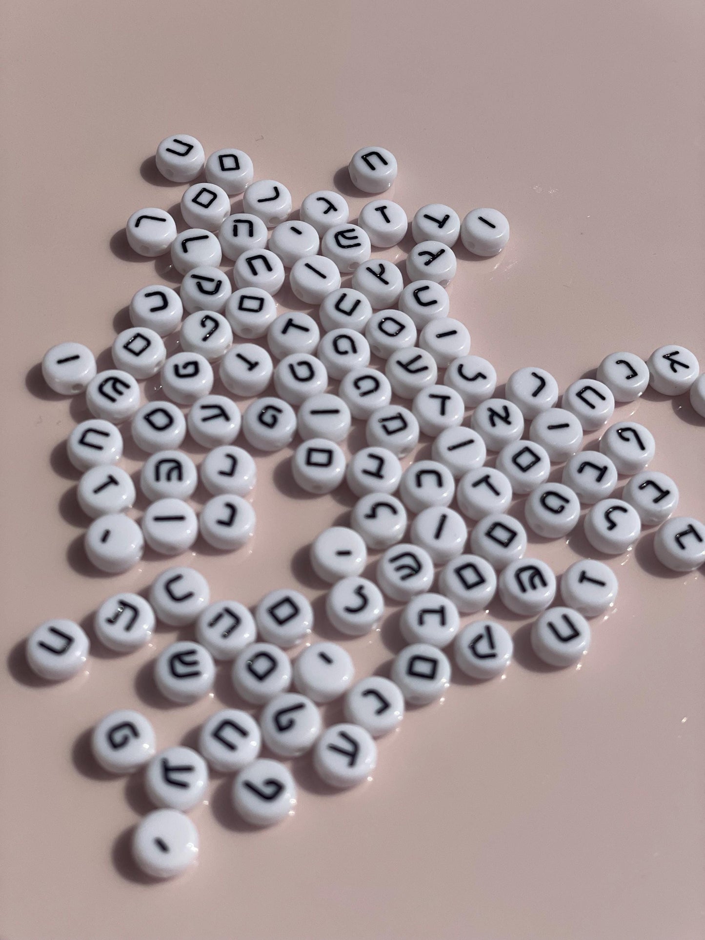 Colourful Hebrew Alphabet Letter Beads: 7mm DIY Jewelry Supplies