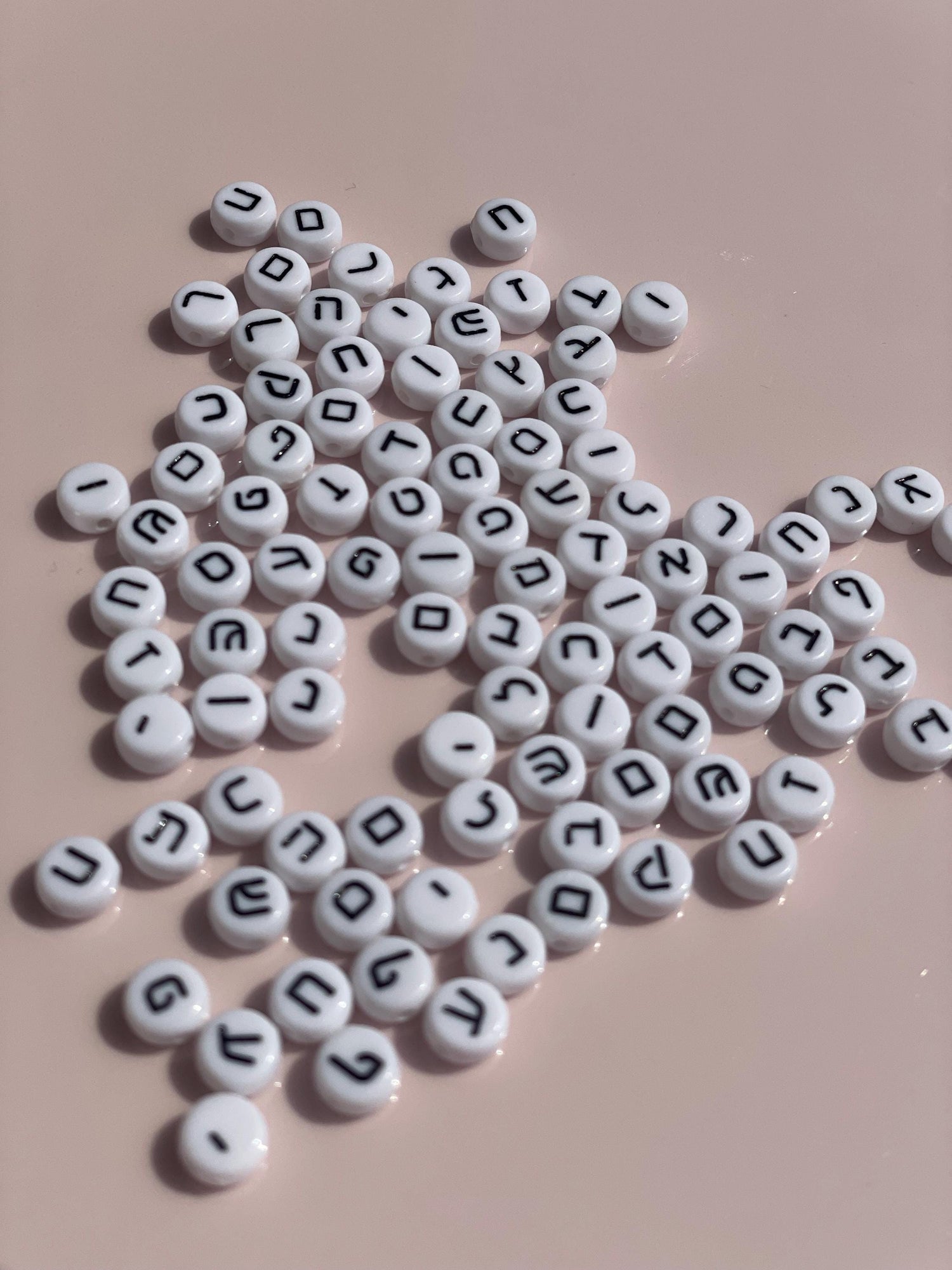 Colourful Hebrew Alphabet Letter Beads: 7mm DIY Jewelry Supplies