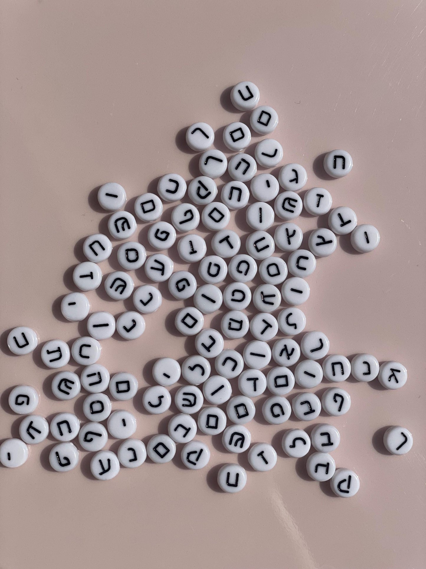 Colourful Hebrew Alphabet Letter Beads: 7mm DIY Jewelry Supplies