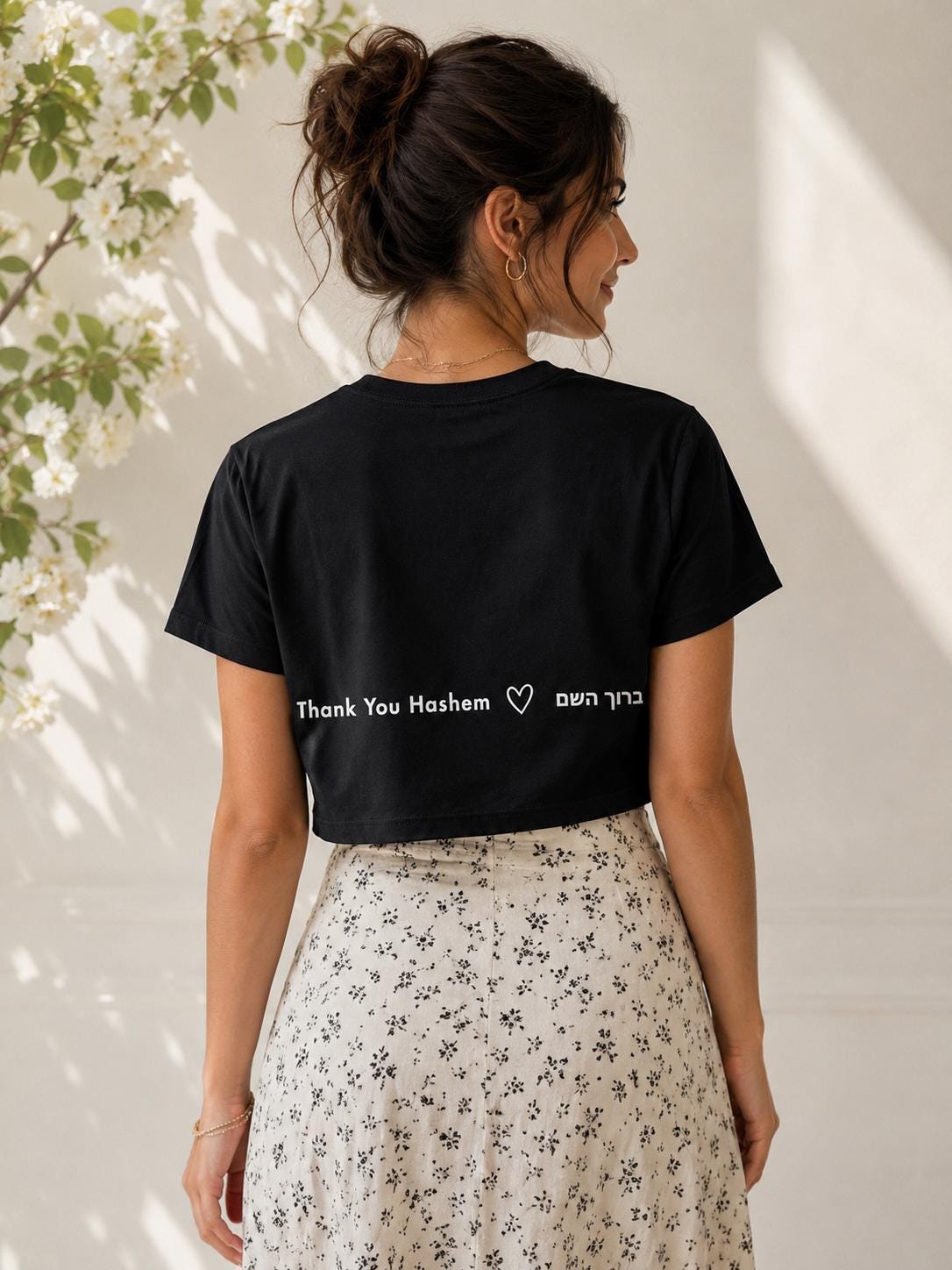 Baruch Hashem Hebrew Crop Top | Thank You Hashem T-Shirt | Jewish Women’s Shirt | Hebrew Tee