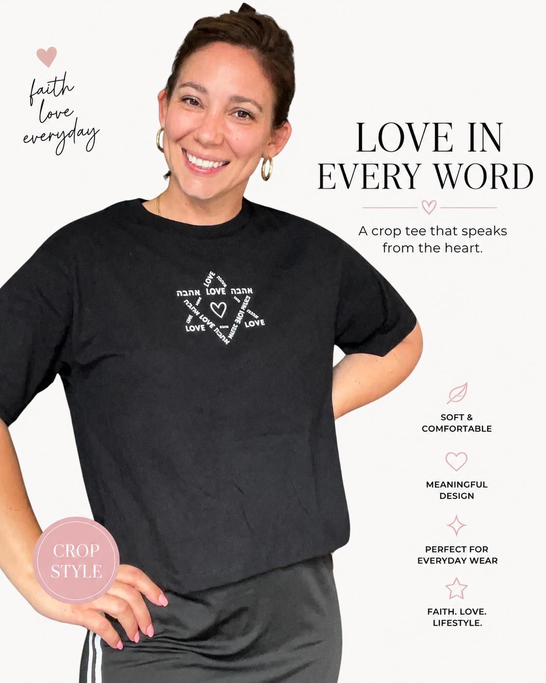 Modern Jewish Crop Tee, Magen David LOVE Ahava Shirt