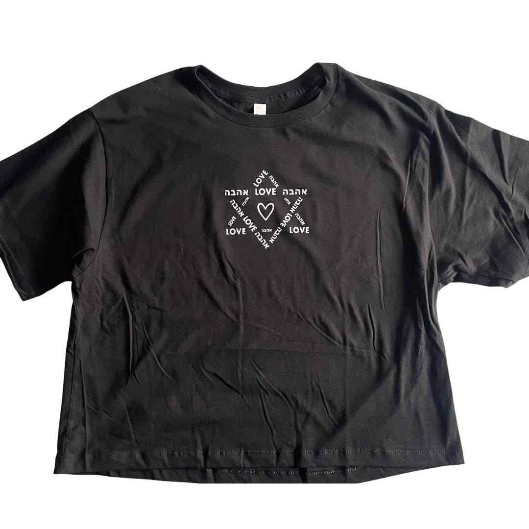 Modern Jewish Crop Tee, Magen David LOVE Ahava Shirt