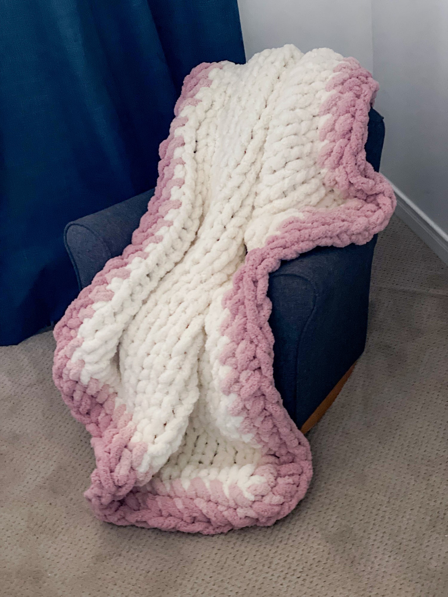 Chunky Knit Pale Pink Blanket Healing Hand, Chunky Knit Baby
