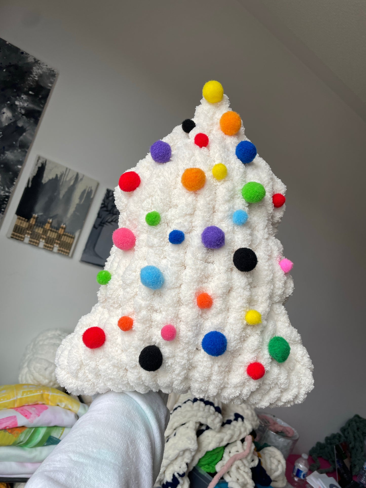 Christmas Tree PomPom Throw Pillow