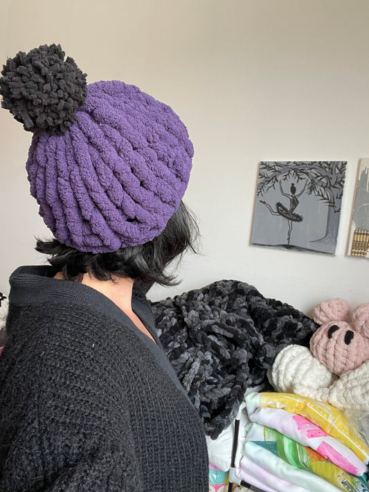 Chunky knit winter hat - Purple