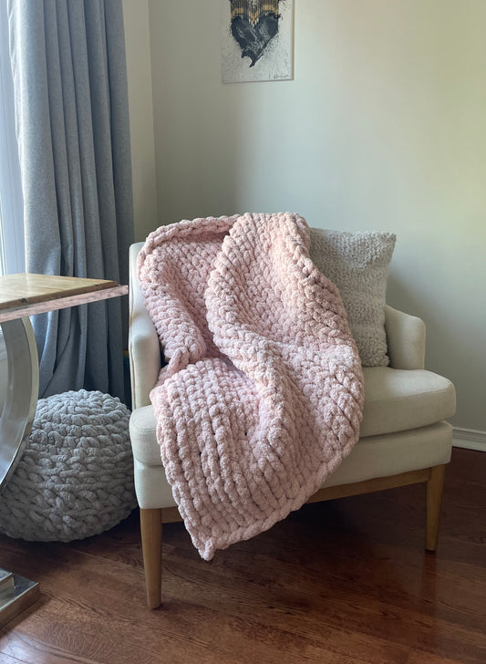 Healing Hand, Chunky Knit Blankets Blush Pink