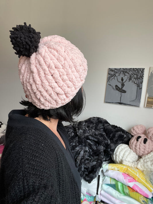 Chunky knit winter hat - Soft Pink