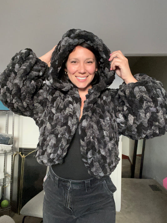 Chunky Knit Hoodie Jacket