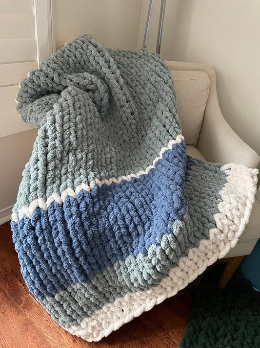 Healing Hand, Chunky Knit Blankets - Jade