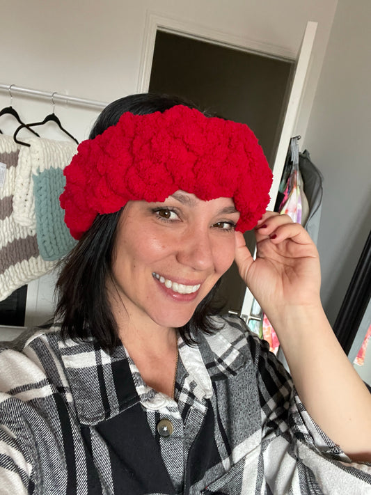 Happy Head Ear Warming Headband in Red