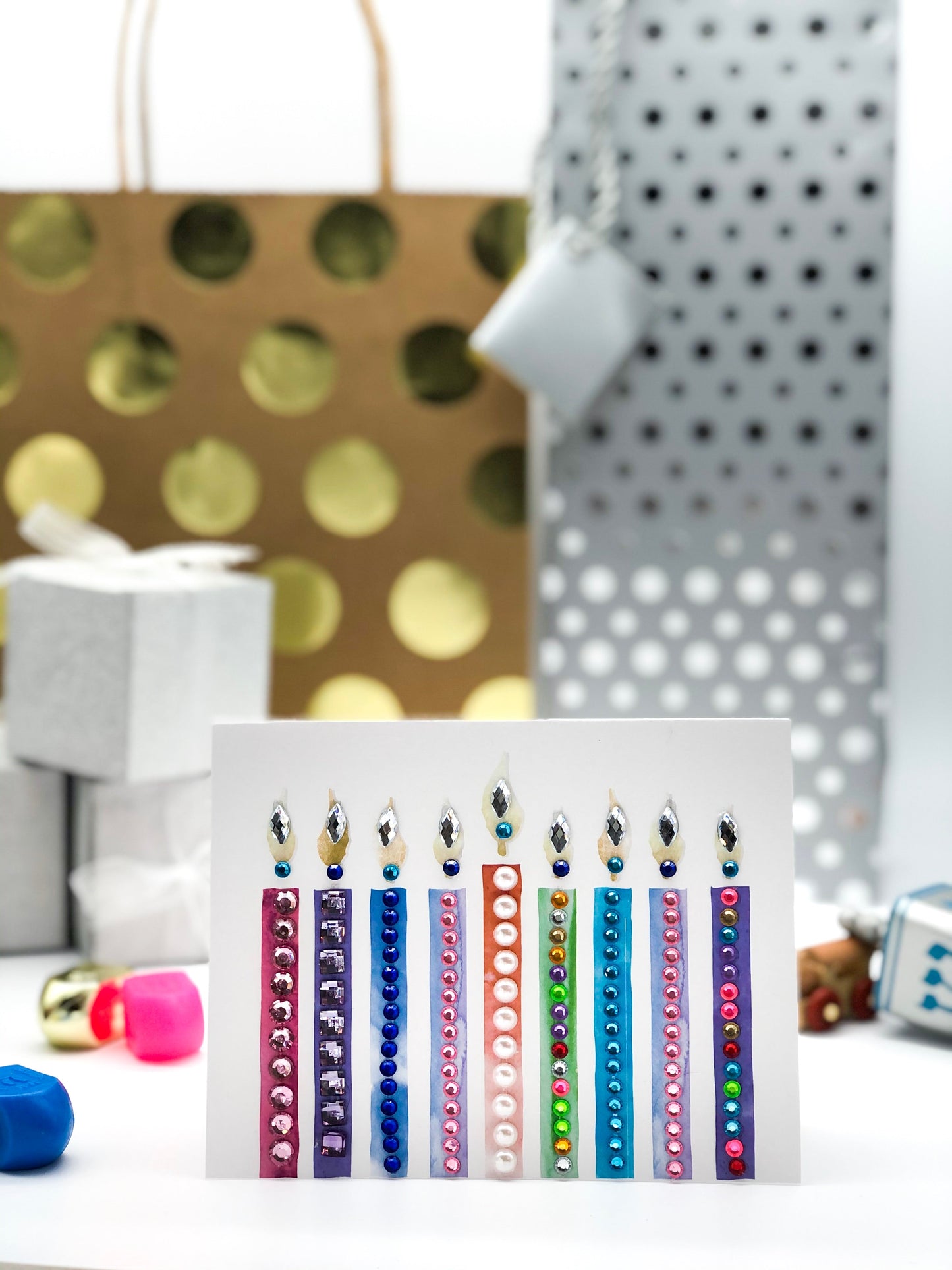 Happy Chanukah Modern Menorah Greeting Card