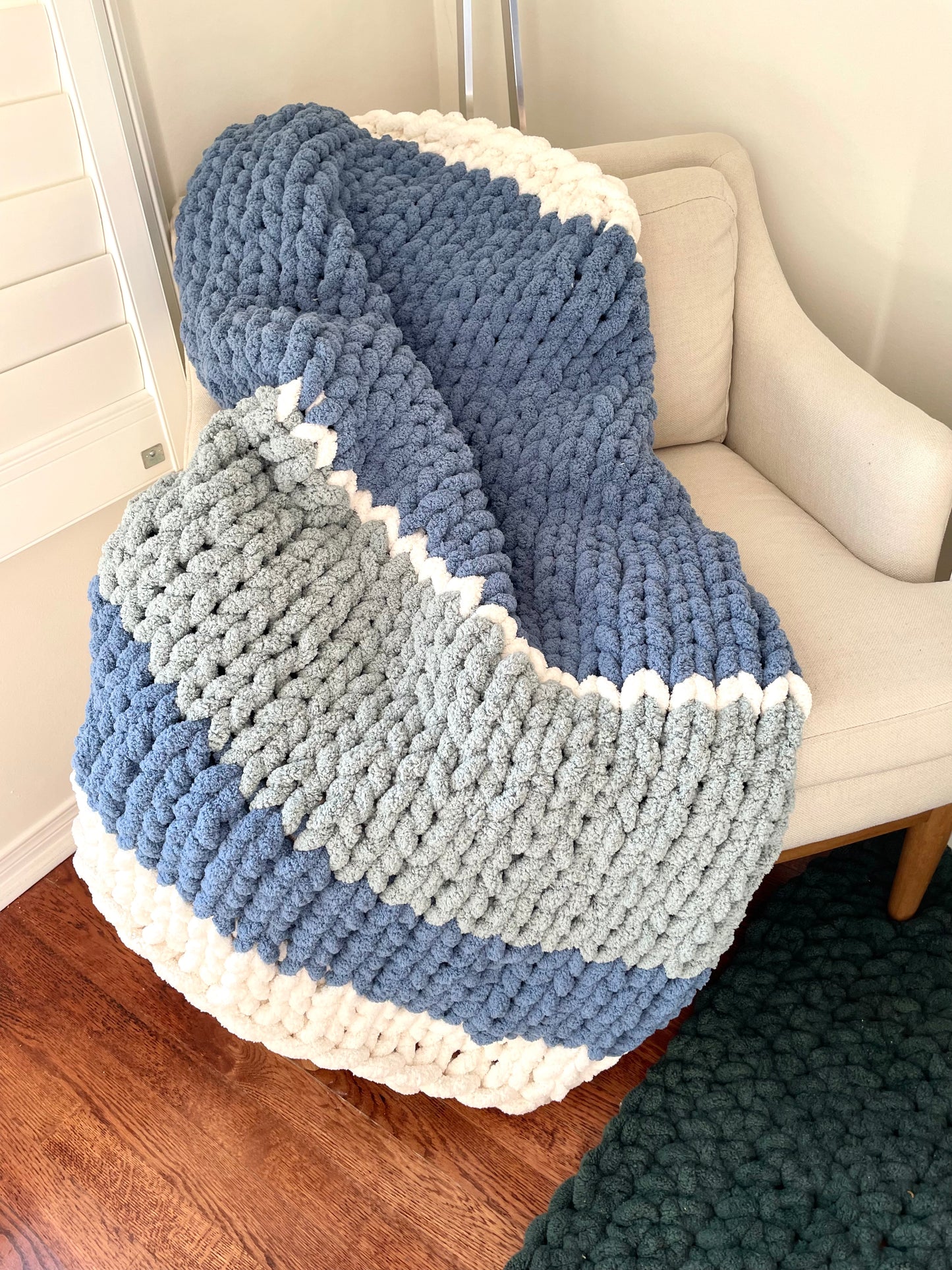 Healing Hand, Chunky Knit Blankets - Indigo