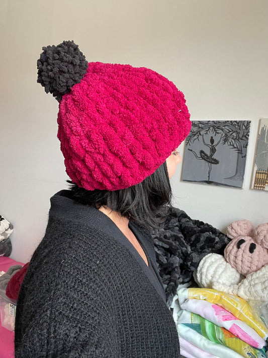 Chunky knit winter hat - Cranberry