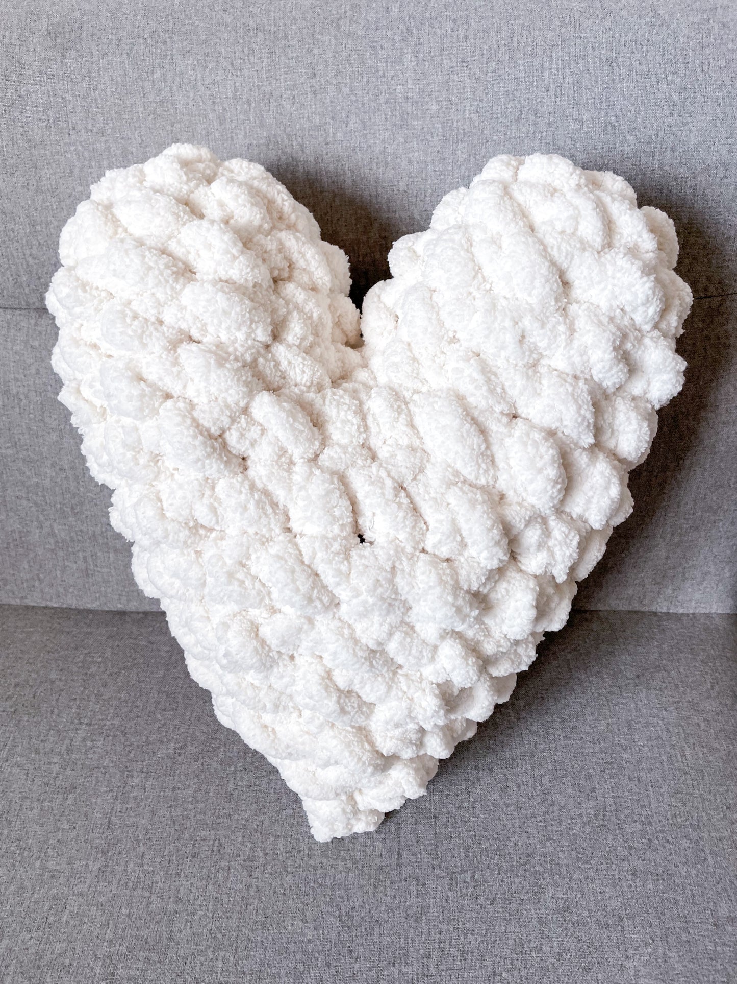 Crochet Heart Pillow in White