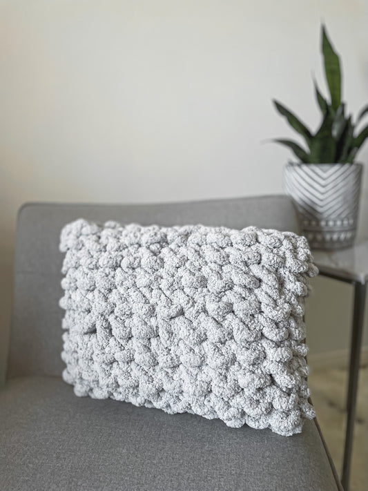 Ice Blue Chunky Knit Throw Pillow